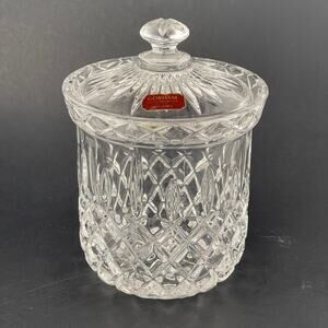 Vintage Gotham Full Lead Crystal West Germany Biscuit Barrel with Lid 7”